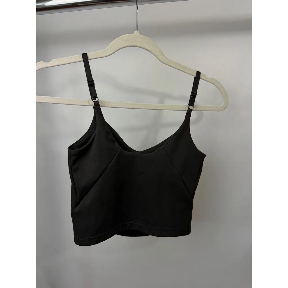 Sommer Ray Womens Black Adjustable Strap Crop Top Camisole with Shelf Bra S/P - Picture 2 of 9